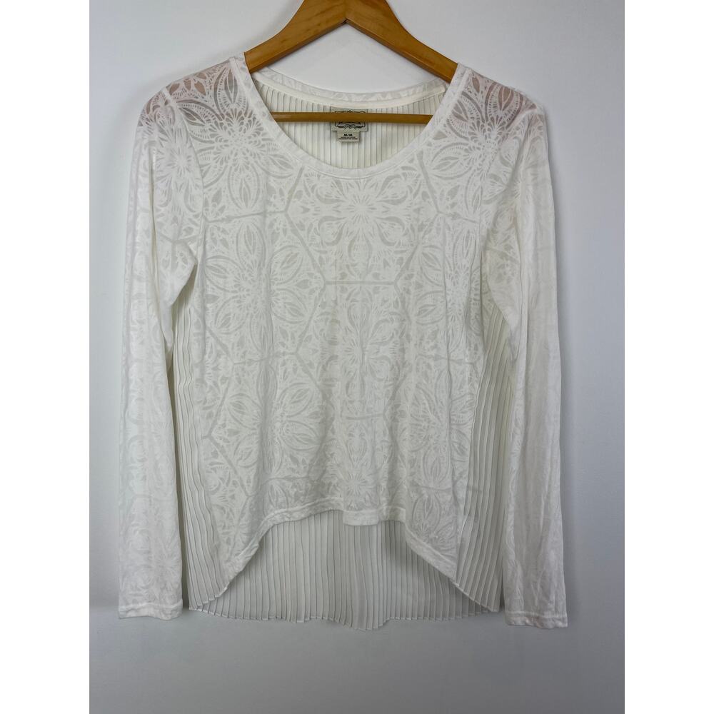 Ariat Acacia Semi Sheer White Long Sleeve Top Medium